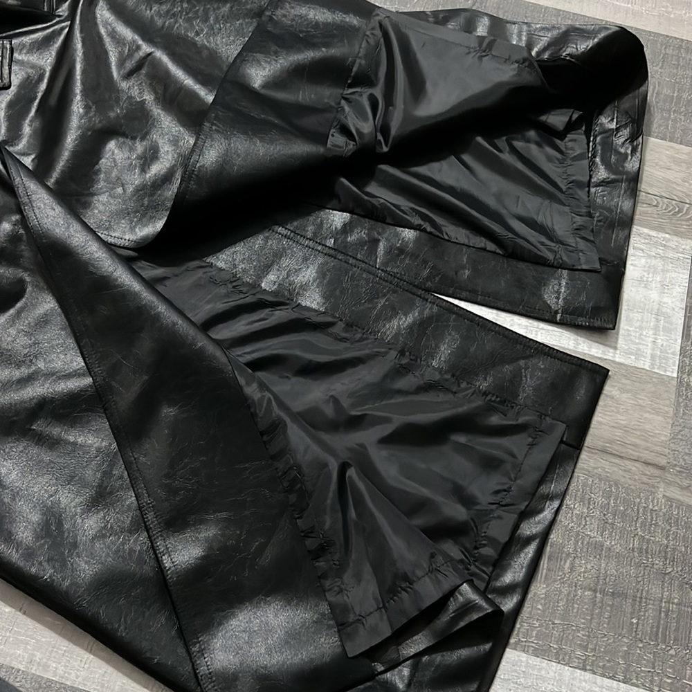 Vintage Robbie Sport Black Shimmery Trench Coat Shoulder Pads Epaulets women’s 6 - Picture 7 of 8